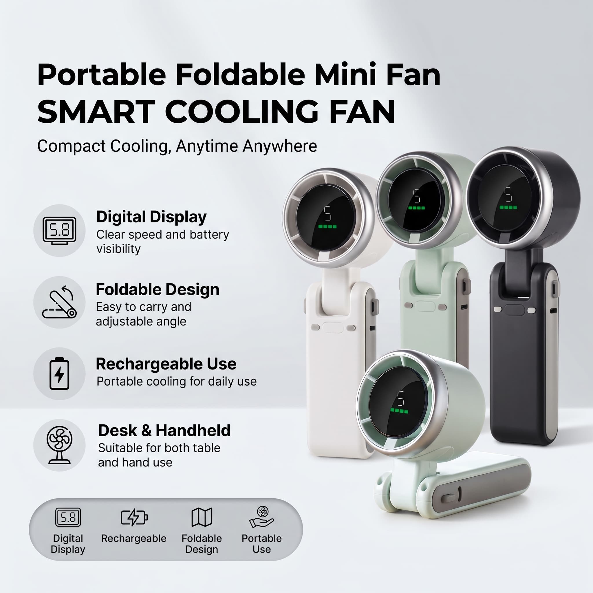 5-Speed Portable Foldable Mini Fan